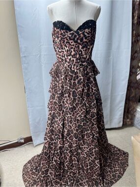 Witchery Pink and Black Leopard Ruffle Tier Dress